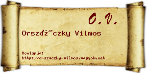 Orszáczky Vilmos névjegykártya