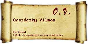 Orszáczky Vilmos névjegykártya