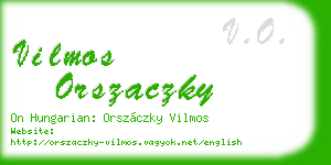 vilmos orszaczky business card